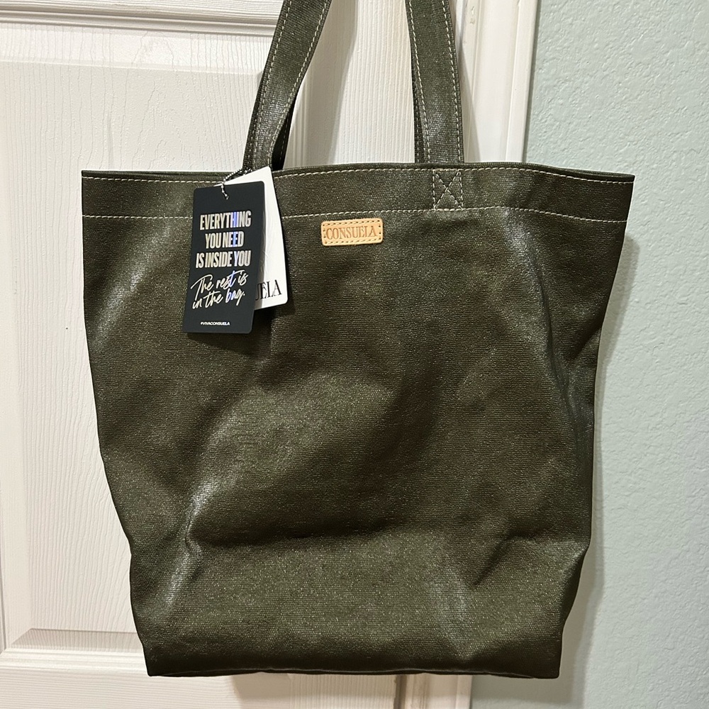 Consuela Green Tote Bag Sturdy Canvas Minimalist Design